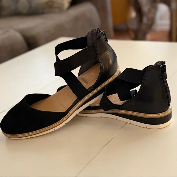 Kelly & Katie Laurna Black Knit Wedge Espadrille Quite Luxury Pump Sandal 9 - Picture 9 of 9